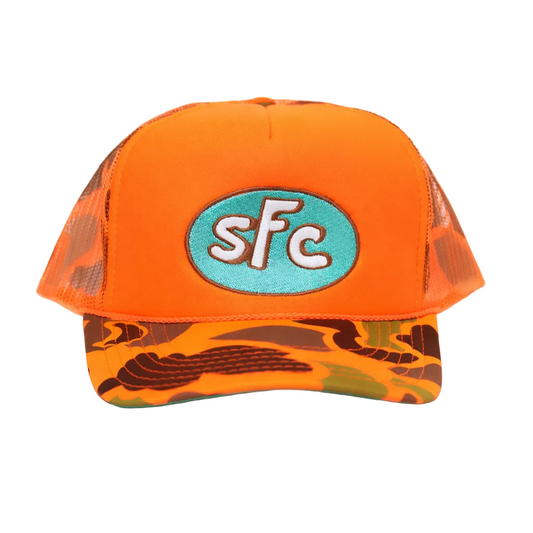 Orange Camo Trucker Hat