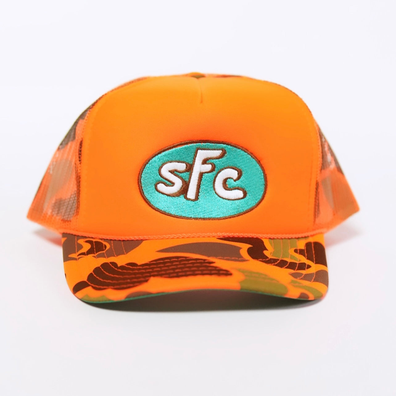 Orange Camo Trucker Hat